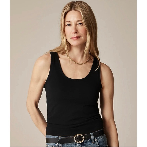 NWT J. Crew Vintage Jersey Scoopneck Tank Top Black - Picture 1 of 5